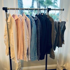 Mens button down, slim fit, dress shirts and pants $10 each